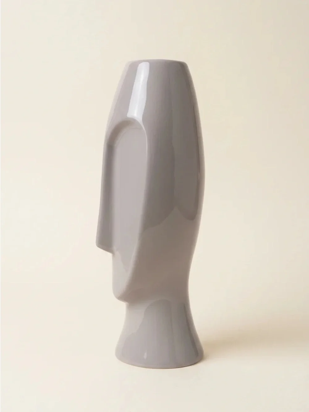 Pier 1 Taupe Ceramic Abstract Face Vase | Modern Sculptural Decor